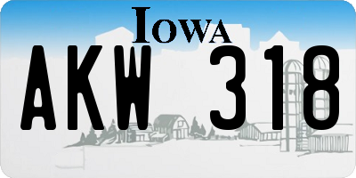 IA license plate AKW318