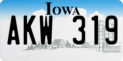 IA license plate AKW319