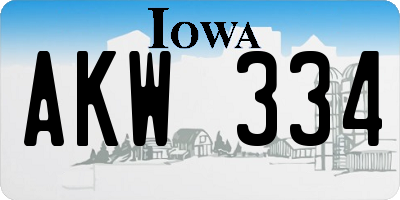 IA license plate AKW334