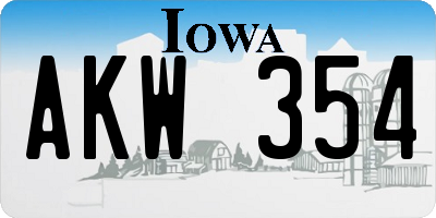 IA license plate AKW354