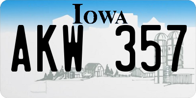 IA license plate AKW357