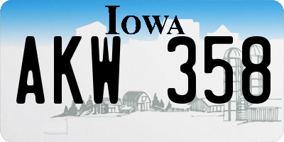 IA license plate AKW358