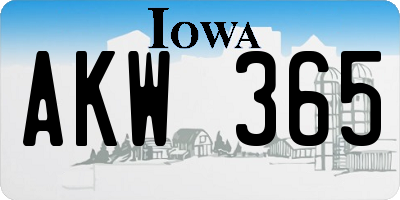 IA license plate AKW365