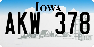 IA license plate AKW378