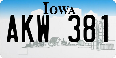 IA license plate AKW381