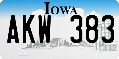 IA license plate AKW383