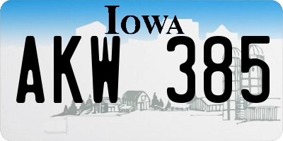 IA license plate AKW385