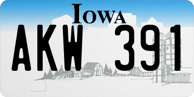 IA license plate AKW391