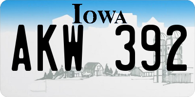 IA license plate AKW392