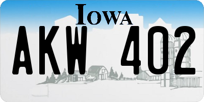IA license plate AKW402