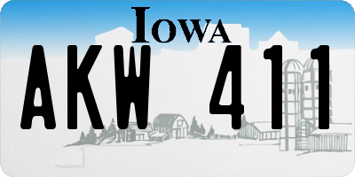 IA license plate AKW411