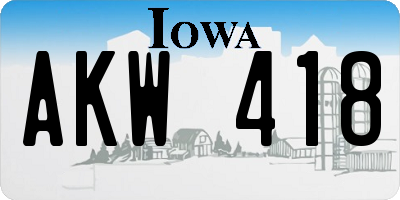 IA license plate AKW418