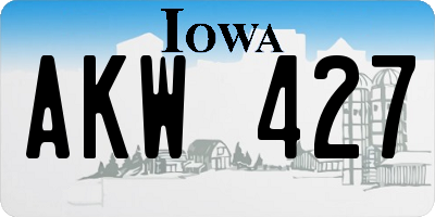 IA license plate AKW427