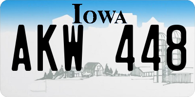 IA license plate AKW448