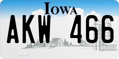 IA license plate AKW466