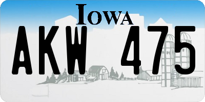 IA license plate AKW475