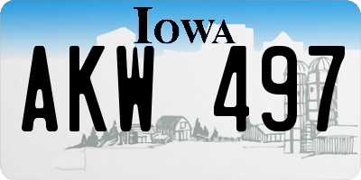 IA license plate AKW497