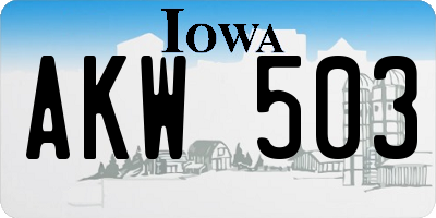IA license plate AKW503