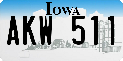 IA license plate AKW511