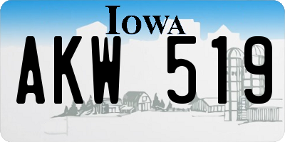 IA license plate AKW519
