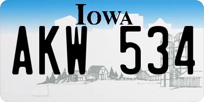 IA license plate AKW534