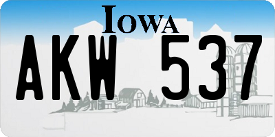 IA license plate AKW537