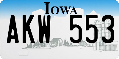 IA license plate AKW553