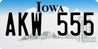 IA license plate AKW555