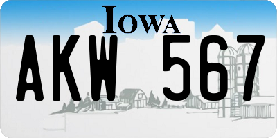 IA license plate AKW567