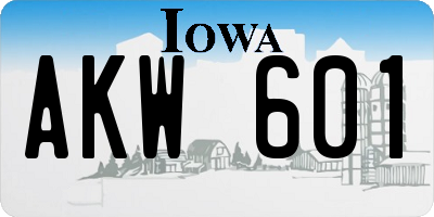 IA license plate AKW601