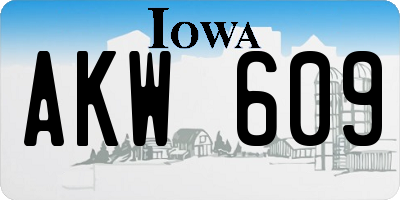 IA license plate AKW609