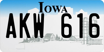 IA license plate AKW616