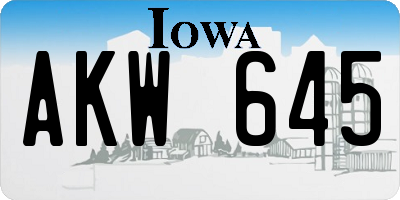 IA license plate AKW645