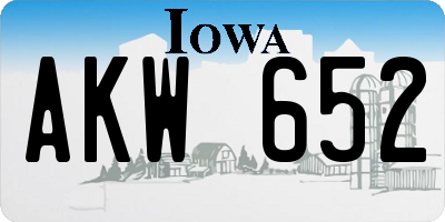 IA license plate AKW652