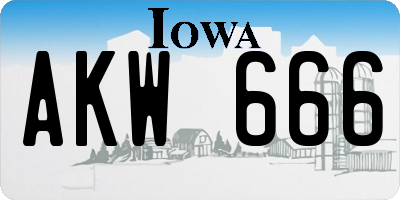 IA license plate AKW666