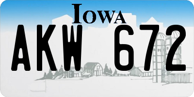 IA license plate AKW672