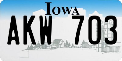 IA license plate AKW703