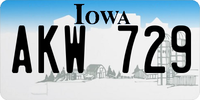 IA license plate AKW729
