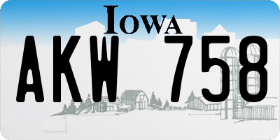 IA license plate AKW758