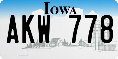 IA license plate AKW778