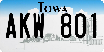 IA license plate AKW801