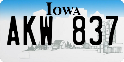 IA license plate AKW837