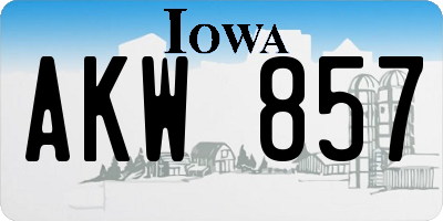 IA license plate AKW857