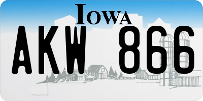 IA license plate AKW866