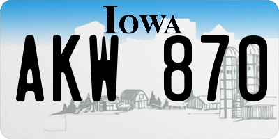 IA license plate AKW870