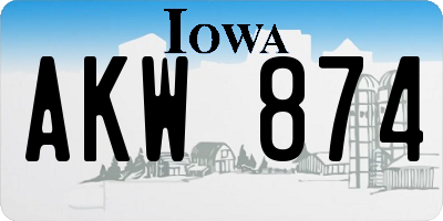 IA license plate AKW874