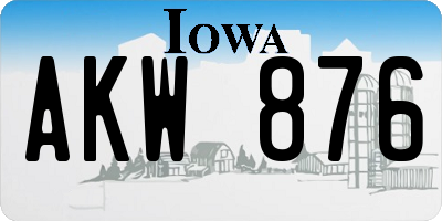 IA license plate AKW876