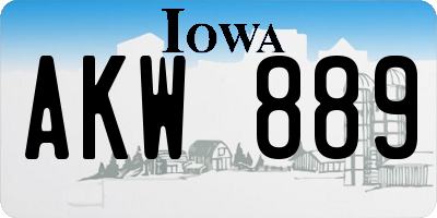 IA license plate AKW889