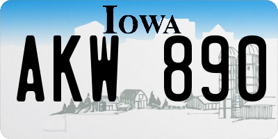 IA license plate AKW890