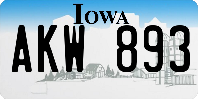 IA license plate AKW893